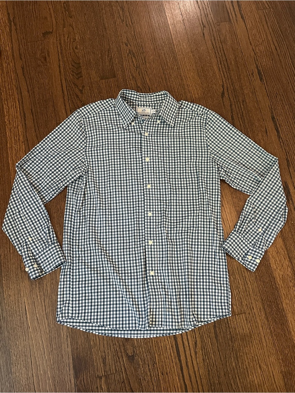 Southern Tide Blue and White Gingham Button-Down Shirt